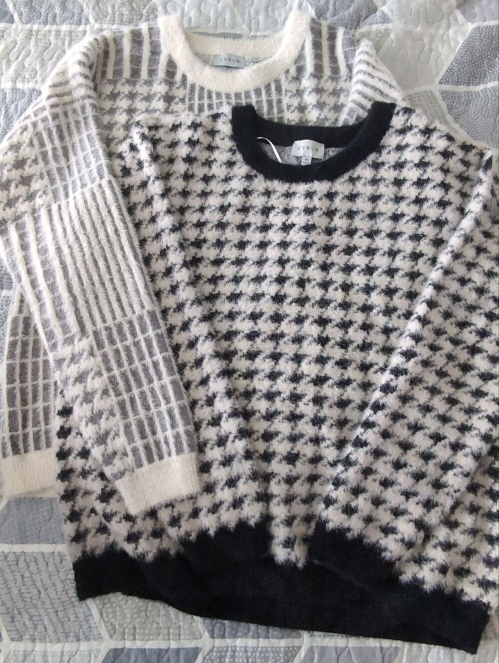 Cyrus Houndstooth Sweaters, Bundle of Two, MD